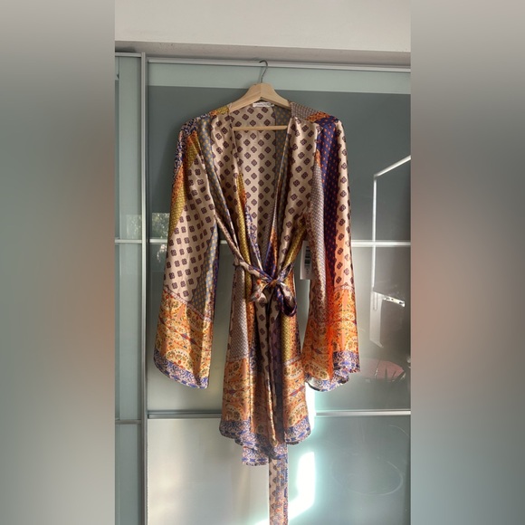 12th Tribe Gold Standard Multicolored Kimono Dress in XL - Picture 7 of 10